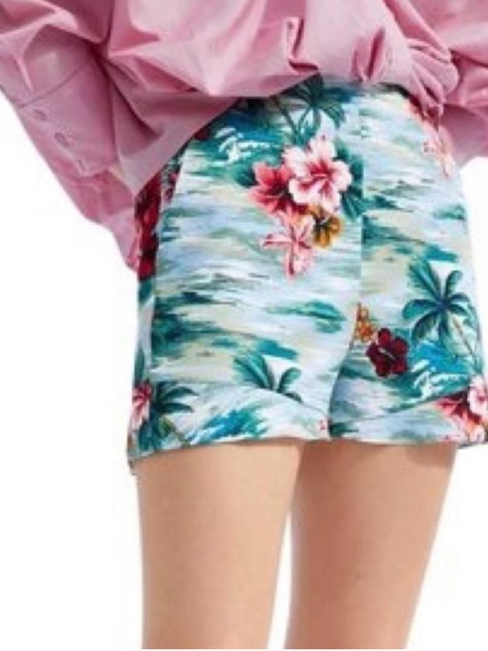 Zara high waisted floral tropical shorts- size Small